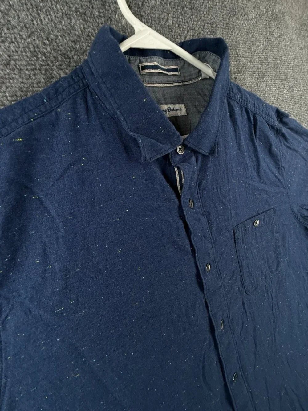 Tommy Bahama Blue Button Up Shirt Men Long Sleeve XLT Tall Combed Cotton Soft